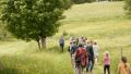 Die Familien auf einer gemeinsamen Wanderung